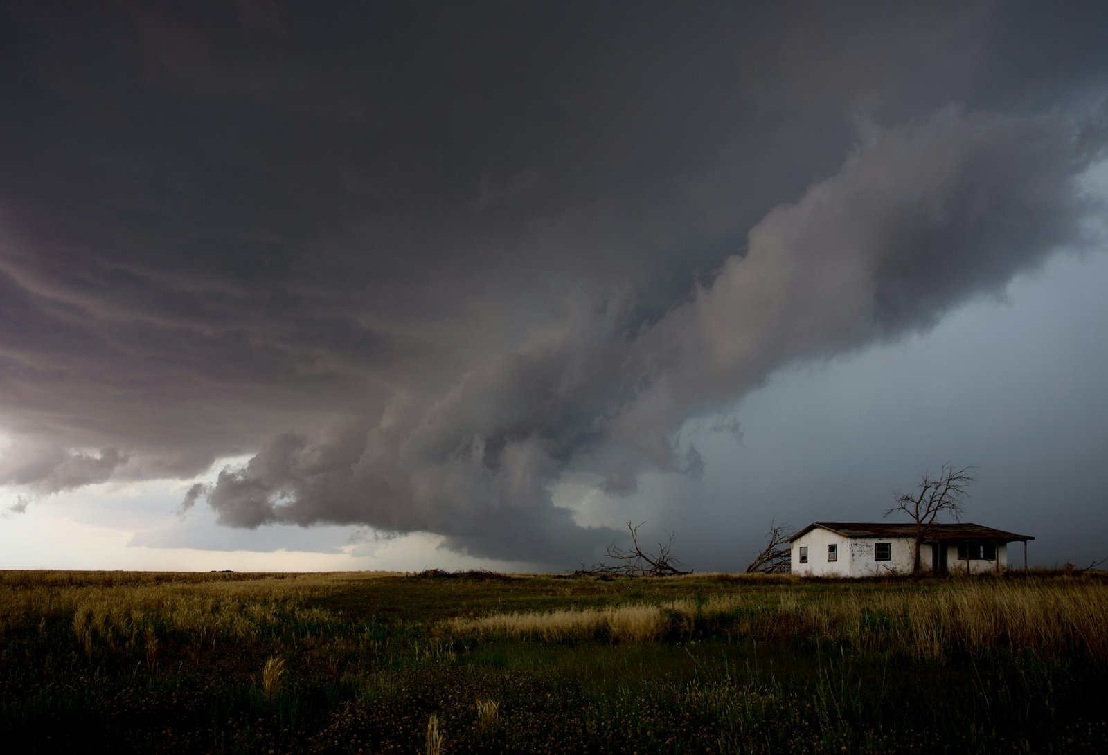 Storm clouds approaching a Texas property